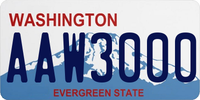 WA license plate AAW3000