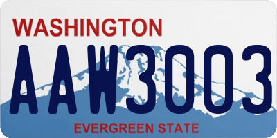 WA license plate AAW3003