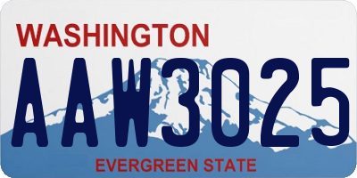WA license plate AAW3025
