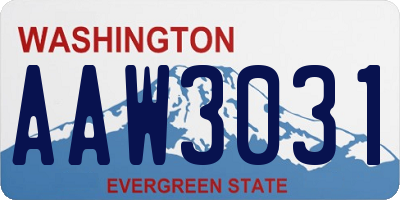 WA license plate AAW3031
