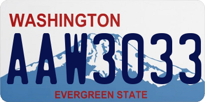 WA license plate AAW3033