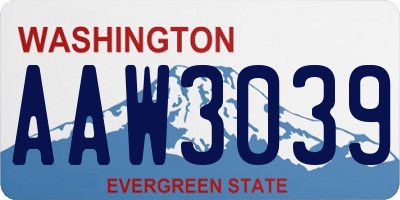 WA license plate AAW3039