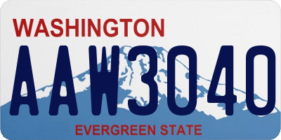 WA license plate AAW3040
