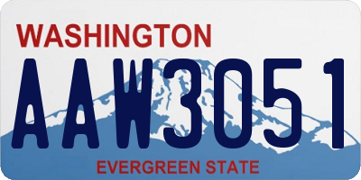 WA license plate AAW3051