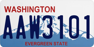 WA license plate AAW3101
