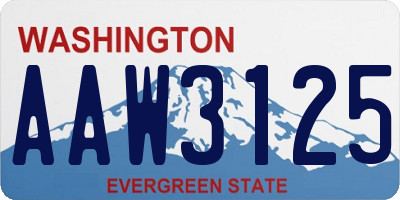 WA license plate AAW3125