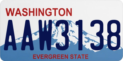 WA license plate AAW3138
