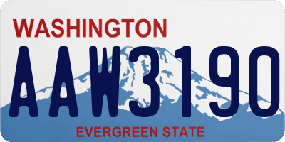 WA license plate AAW3190