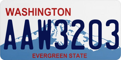 WA license plate AAW3203