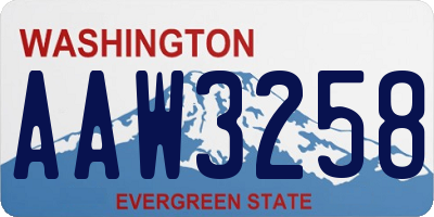 WA license plate AAW3258