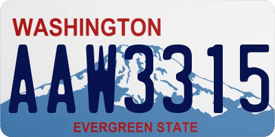 WA license plate AAW3315
