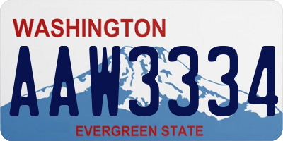 WA license plate AAW3334