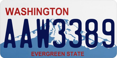WA license plate AAW3389