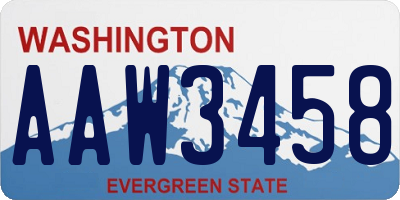 WA license plate AAW3458