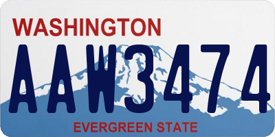 WA license plate AAW3474