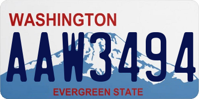WA license plate AAW3494