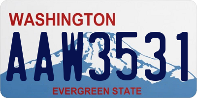 WA license plate AAW3531