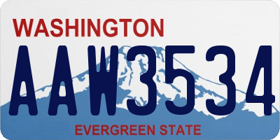 WA license plate AAW3534