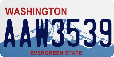 WA license plate AAW3539