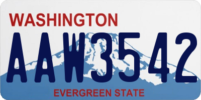 WA license plate AAW3542