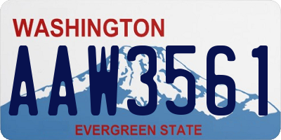 WA license plate AAW3561