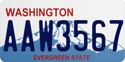 WA license plate AAW3567