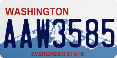 WA license plate AAW3585