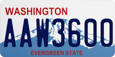 WA license plate AAW3600
