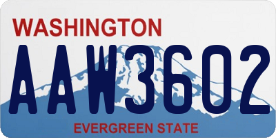 WA license plate AAW3602