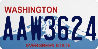 WA license plate AAW3624