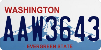 WA license plate AAW3643