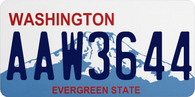 WA license plate AAW3644