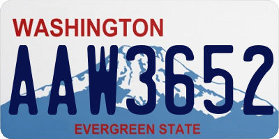 WA license plate AAW3652
