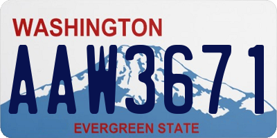WA license plate AAW3671