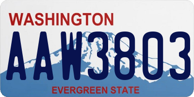 WA license plate AAW3803