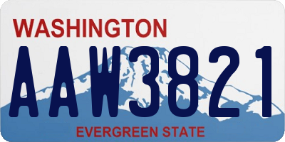 WA license plate AAW3821