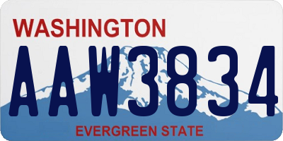 WA license plate AAW3834