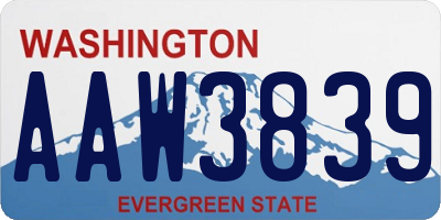 WA license plate AAW3839