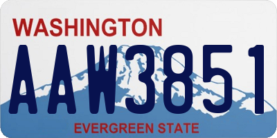 WA license plate AAW3851