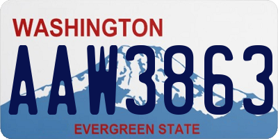 WA license plate AAW3863