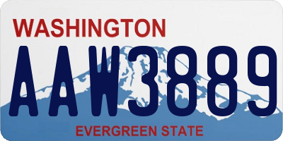 WA license plate AAW3889