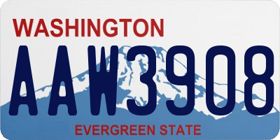 WA license plate AAW3908