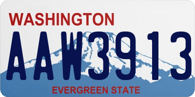 WA license plate AAW3913