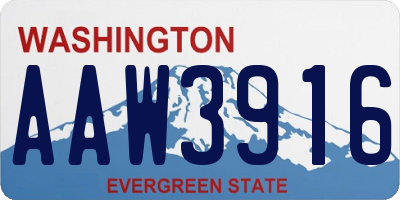 WA license plate AAW3916
