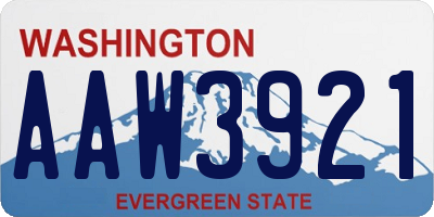 WA license plate AAW3921
