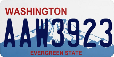 WA license plate AAW3923