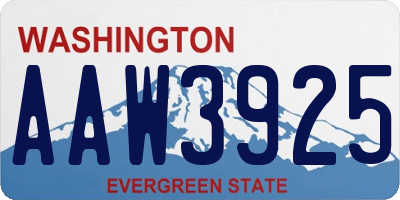 WA license plate AAW3925