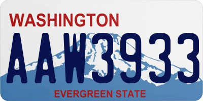 WA license plate AAW3933