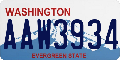WA license plate AAW3934