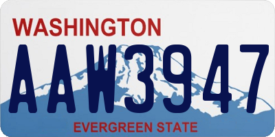 WA license plate AAW3947